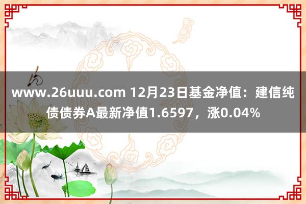 www.26uuu.com 12月23日基金净值：建信纯债债券A最新净值1.6597，涨0.04%
